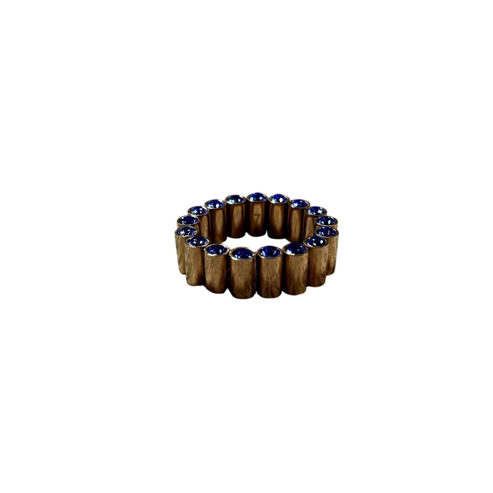Swatch Ring 7 Gold Tone Blue Stone Eternity Band Womens Fashion Jewelry Lustro